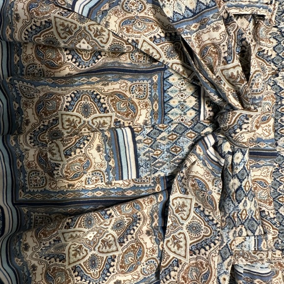 Boom Boom JEANS Blue Cream Bohemian Print Soft Waist Tie Shorts - Picture 3 of 7